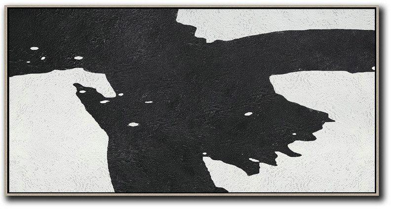 Hand Paint Large Clean Modern Art,Oversized Panoramic Minimal Art On Canvas - Hand Painted Original Art
